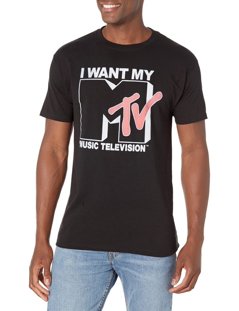 MTV Men's Want Logo T-Shirt, Black, Medium - Image 1